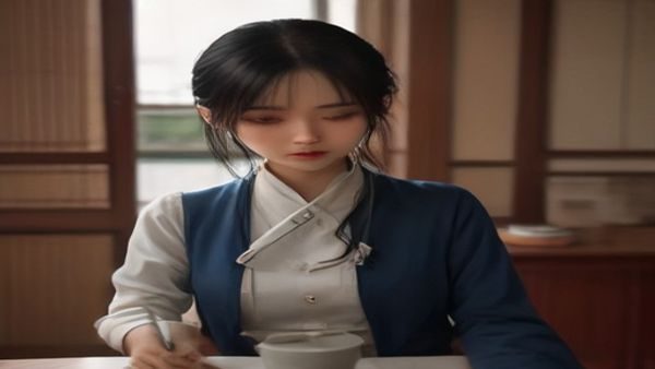 现代图书馆阅览室内，研究者正在翻阅关于中国古代女性形象的学术著作，桌上摆放着多本文学批评论文集，光线明亮，学术氛围浓厚